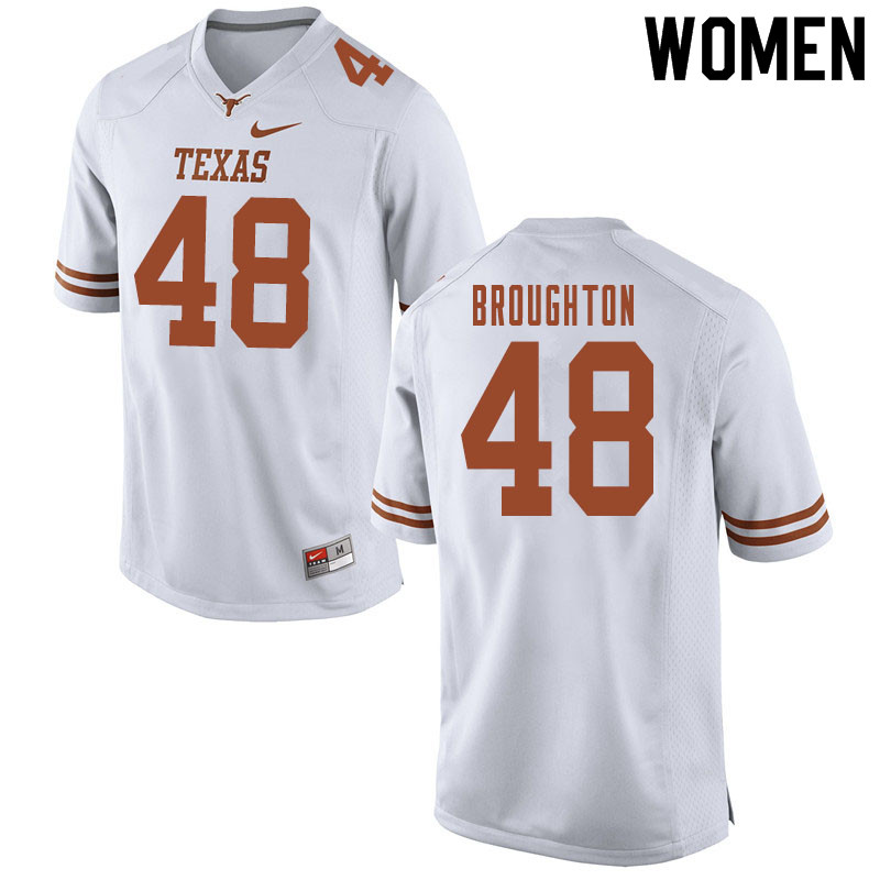 Women #48 Vernon Broughton Texas Longhorns College Football Jerseys Sale-White